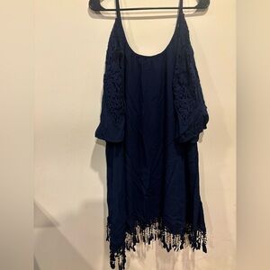 Elegant Navy Blue Lace Dress